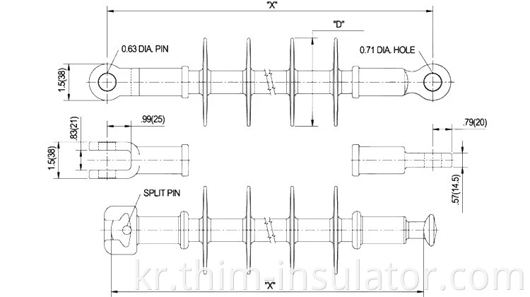 Polymer High Voltage 36KV 40KN Silicone Composite Insulator